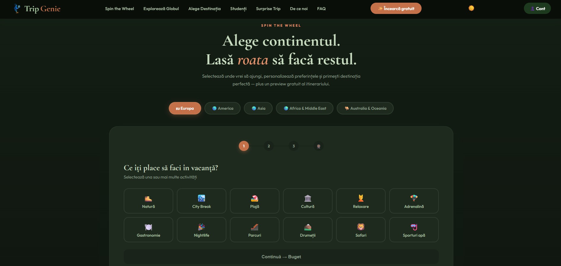 TripGenie Spin The Wheel